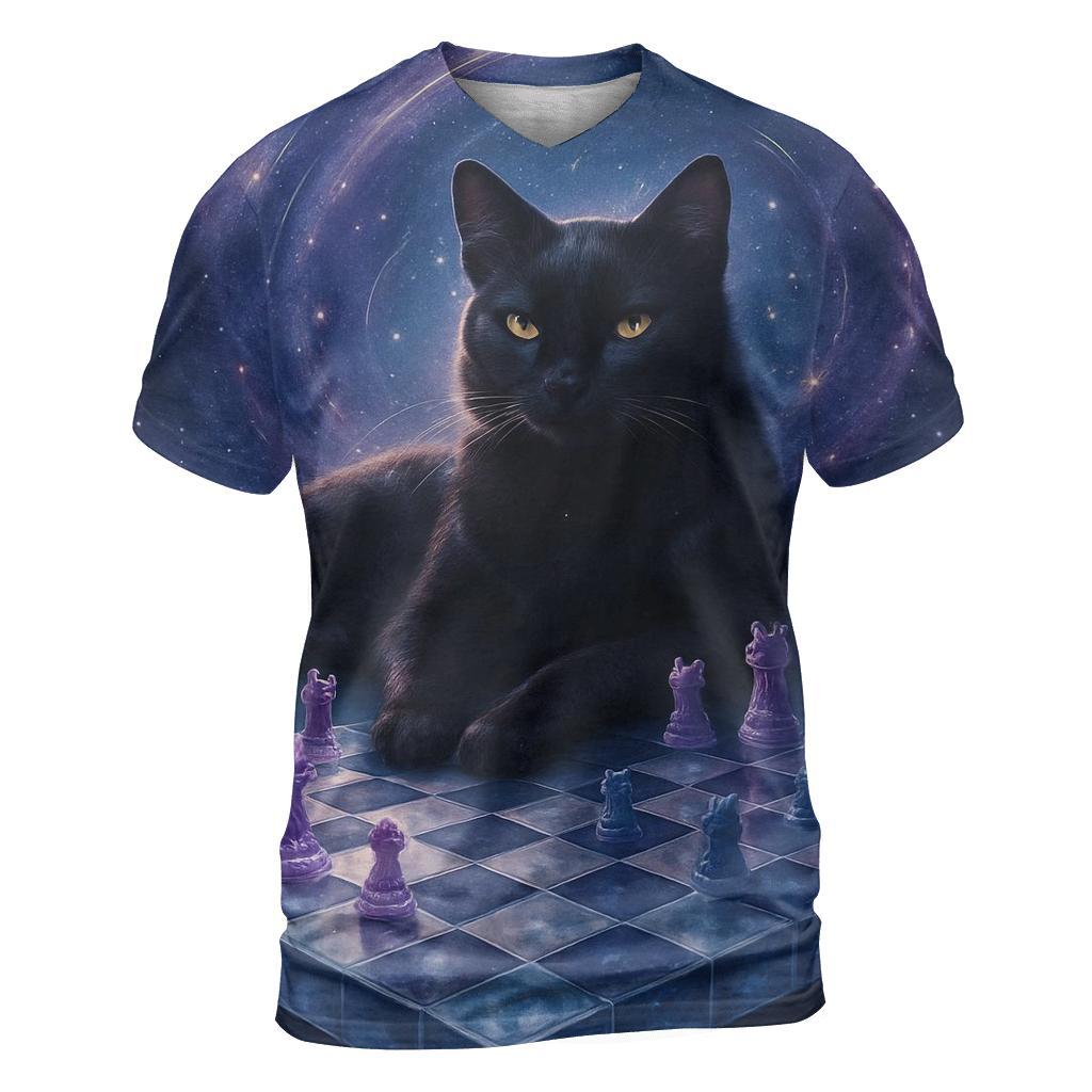 Astral Chess Master Cat statement graphic shirts