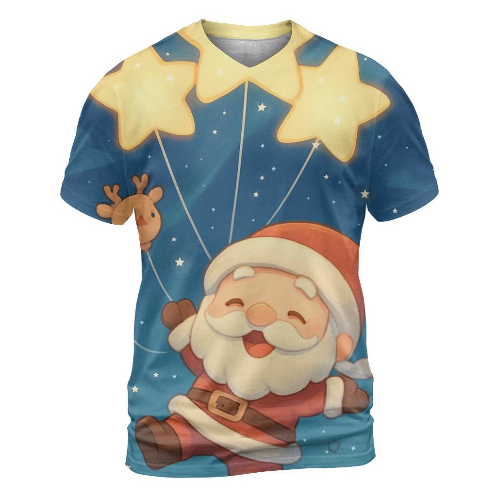 Starlit Sky Santa Balloon Parade creative print fashion shirts