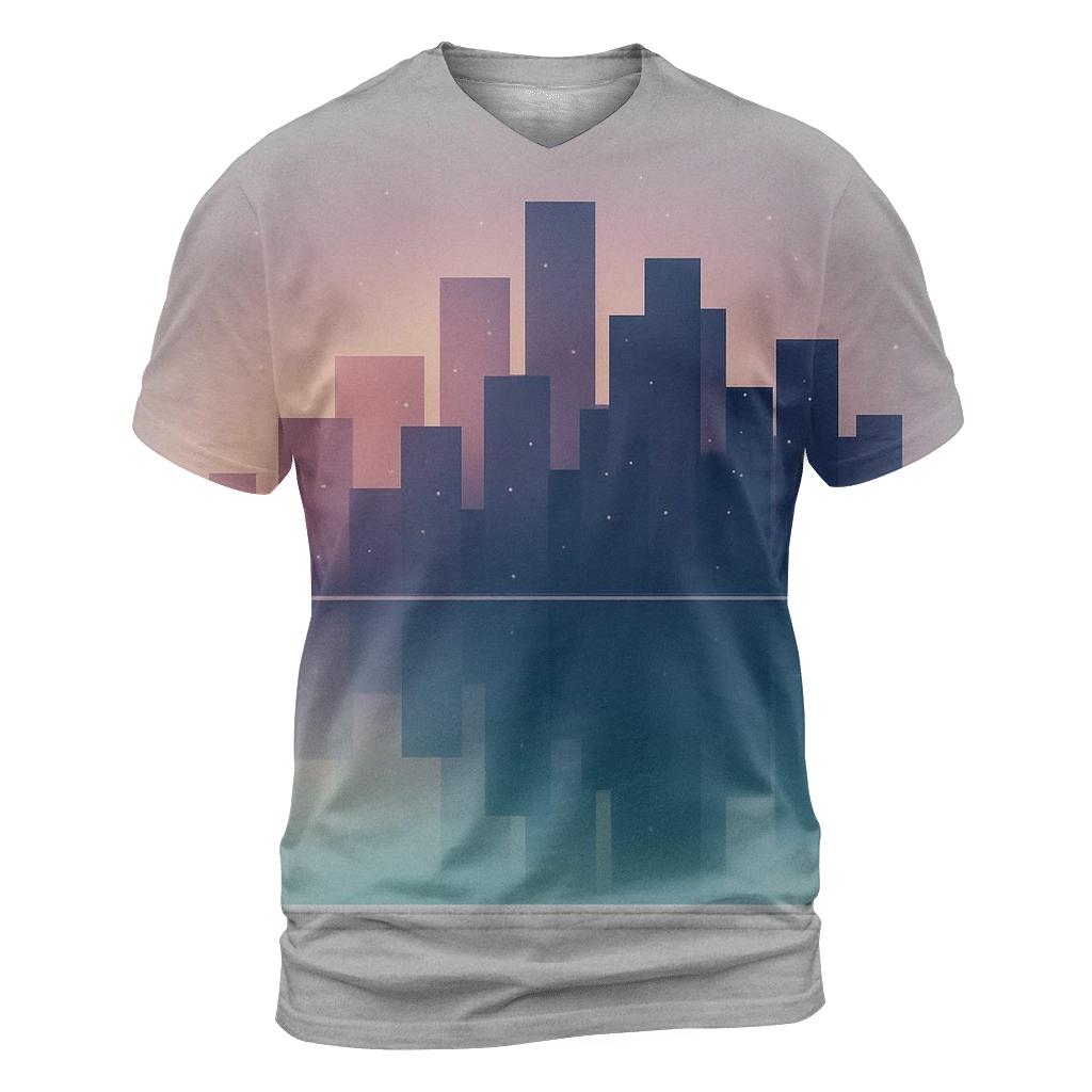 Dream Harbor Gradient Skyline vibrant all-over design tees
