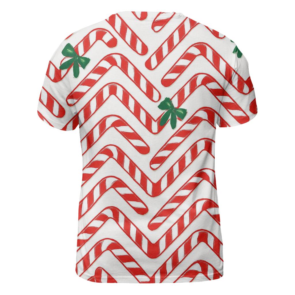 Candy Cane Chevron Parade On Snow White unique graphic print tees
