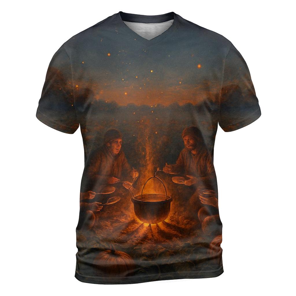 Grateful Pumpkin Patch Campfire creative print fashion shirts
