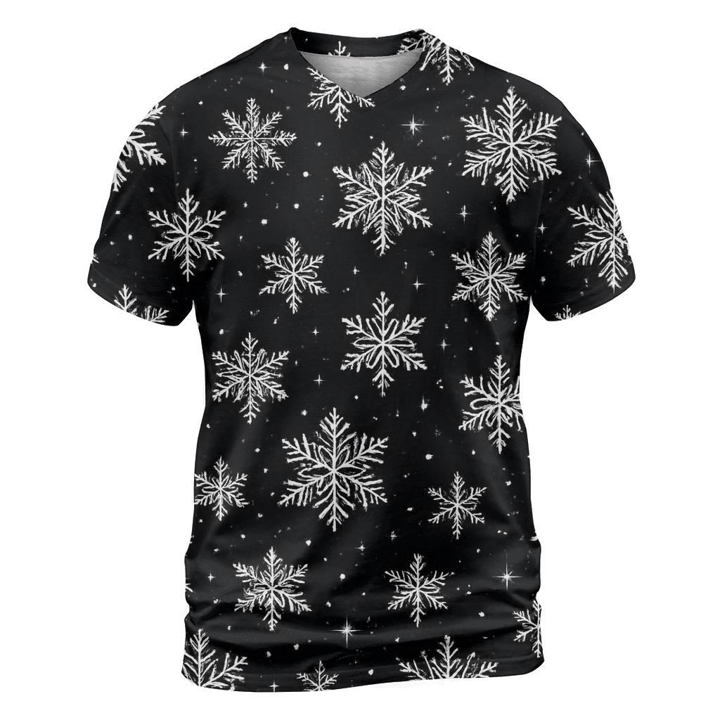 Snowflake Constellation Scatter On Black artistic all-over print tops