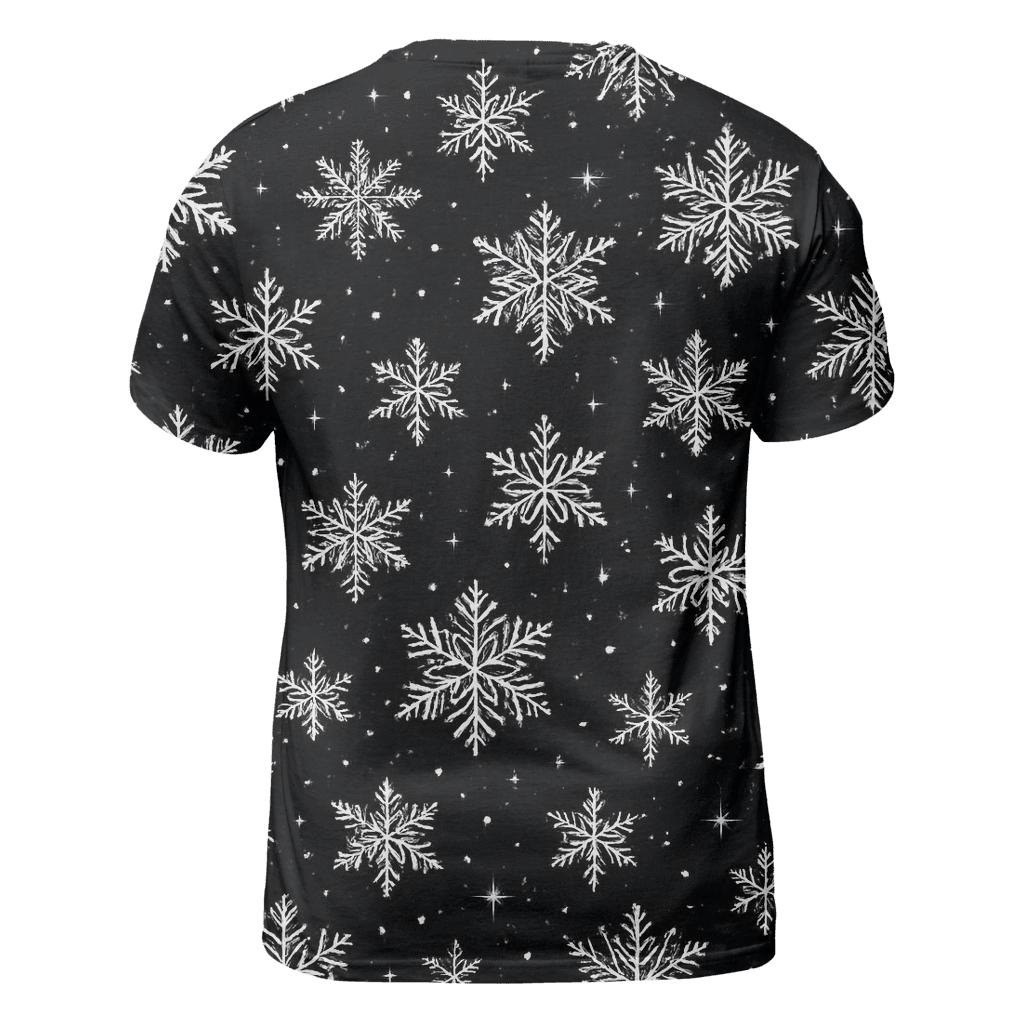 Snowflake Constellation Scatter On Black artistic all-over print tops