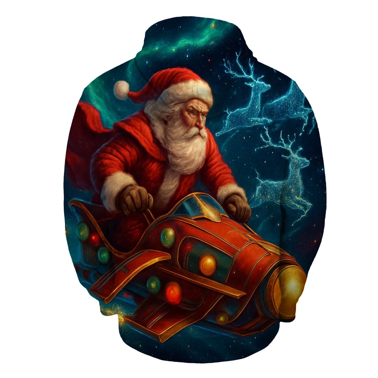 Galactic Aurora Santa Voyage embroidered hoodies