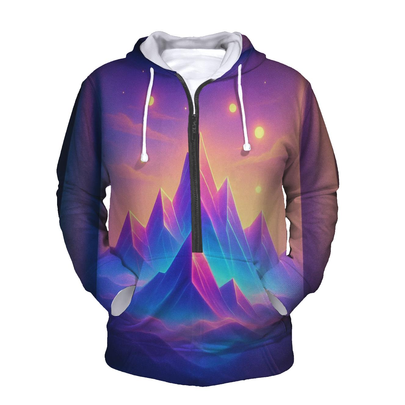 Prismatic Drift Mountains graphic hoodies