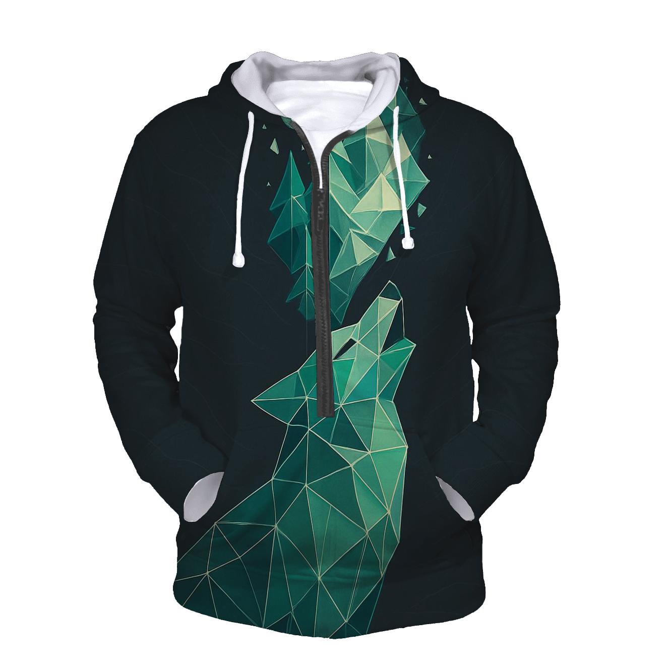 Geometric Forest Echo Wolf graphic hoodies