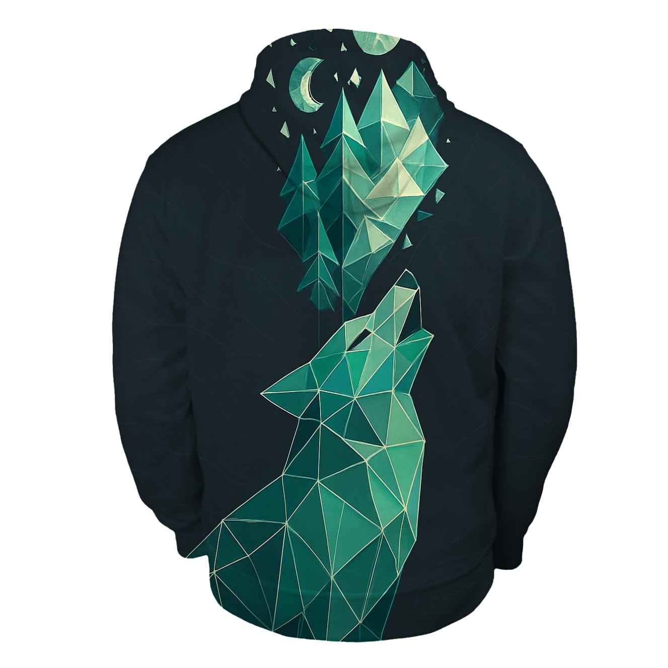 Geometric Forest Echo Wolf graphic hoodies