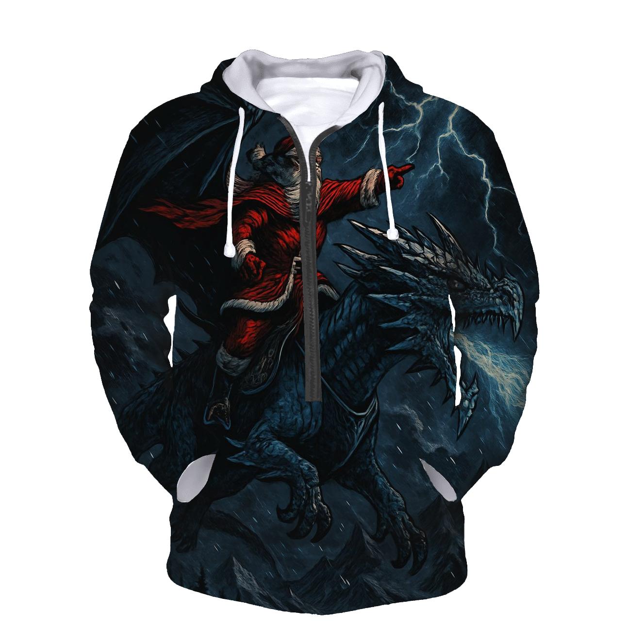 Fire And Frost Santa Dragon Sleigh hoodies fashion