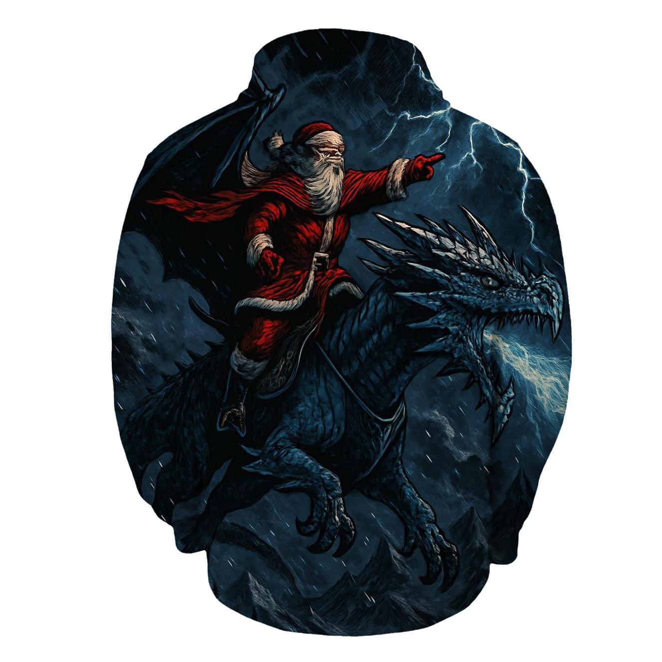 Fire And Frost Santa Dragon Sleigh hoodies fashion