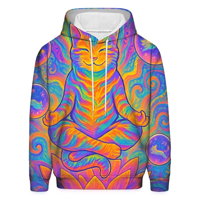 Psychedelic Lotus Cat Dream embroidered hoodies