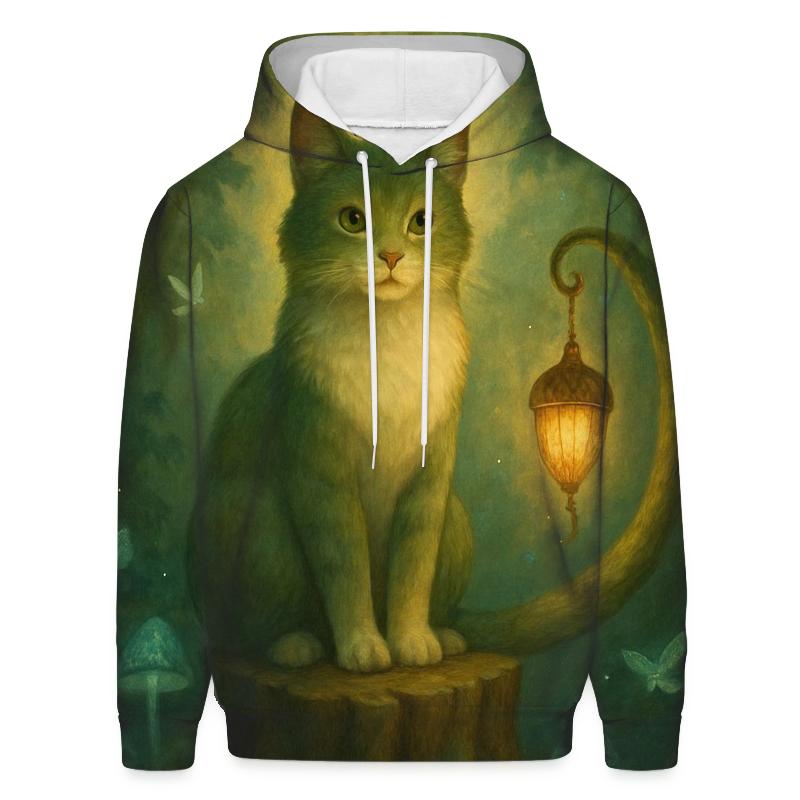Forest Lantern Guardian Cat printed hoodies