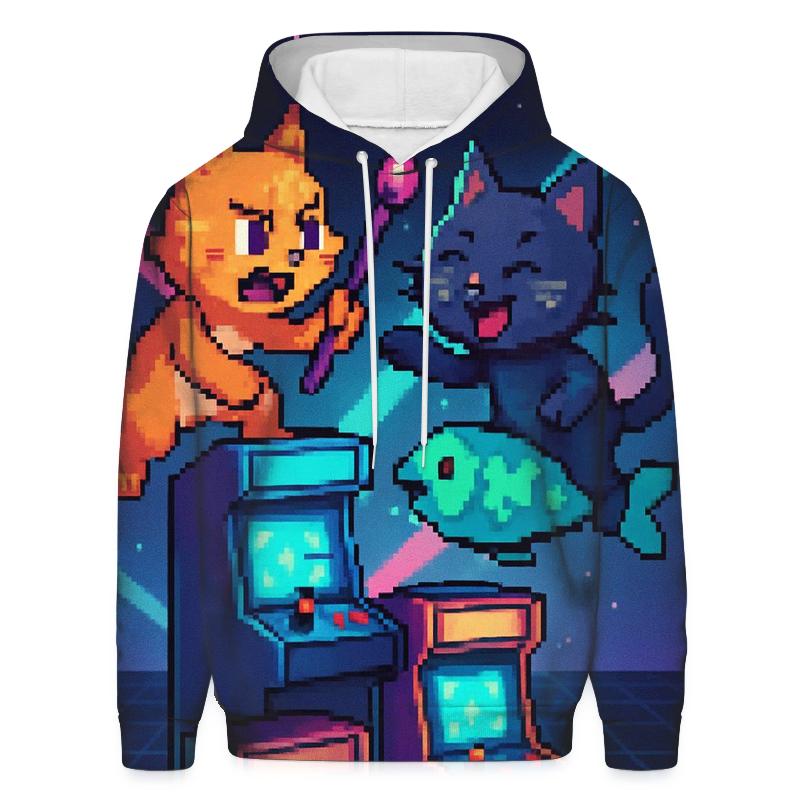 Retro Arcade Battle Cats lightweight hoodies