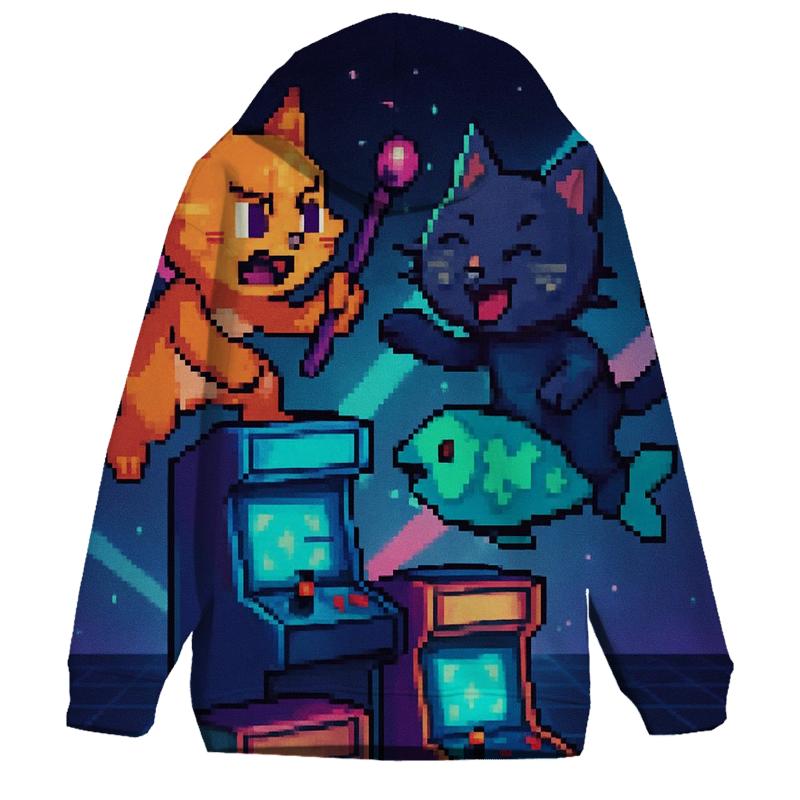 Retro Arcade Battle Cats lightweight hoodies