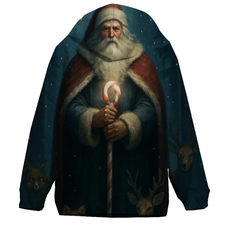 Midnight Forest Santa Guardian designer hoodies