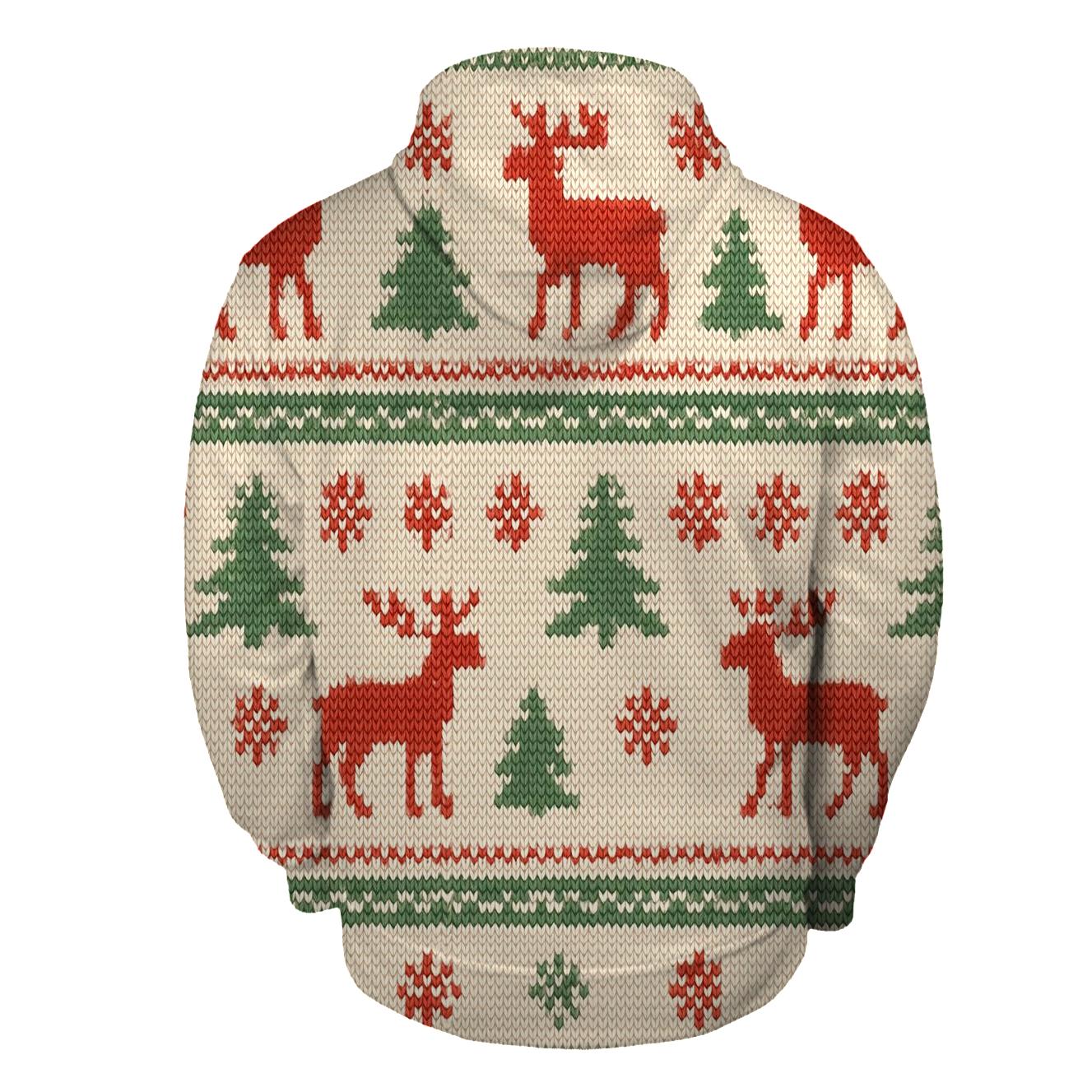 Nordic Reindeer Fair Isle Band On Ivory zip-up hoodies