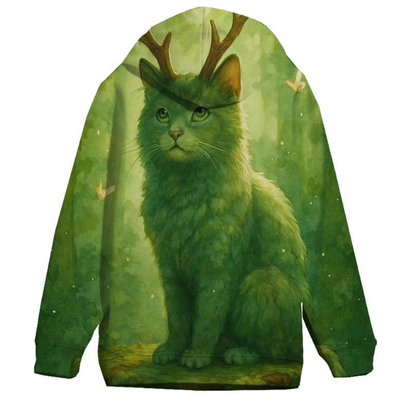 Forest Spirit Antler Cat embroidered hoodies
