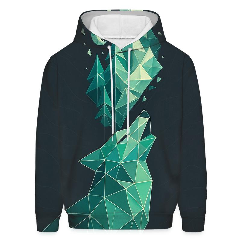 Geometric Forest Echo Wolf hoodie designs