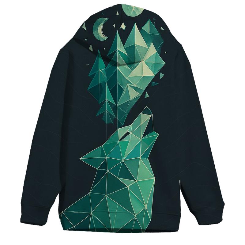 Geometric Forest Echo Wolf hoodie designs