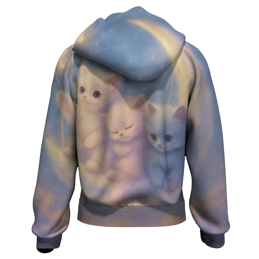 Moonlit Cloud Swing Kittens printed hoodies