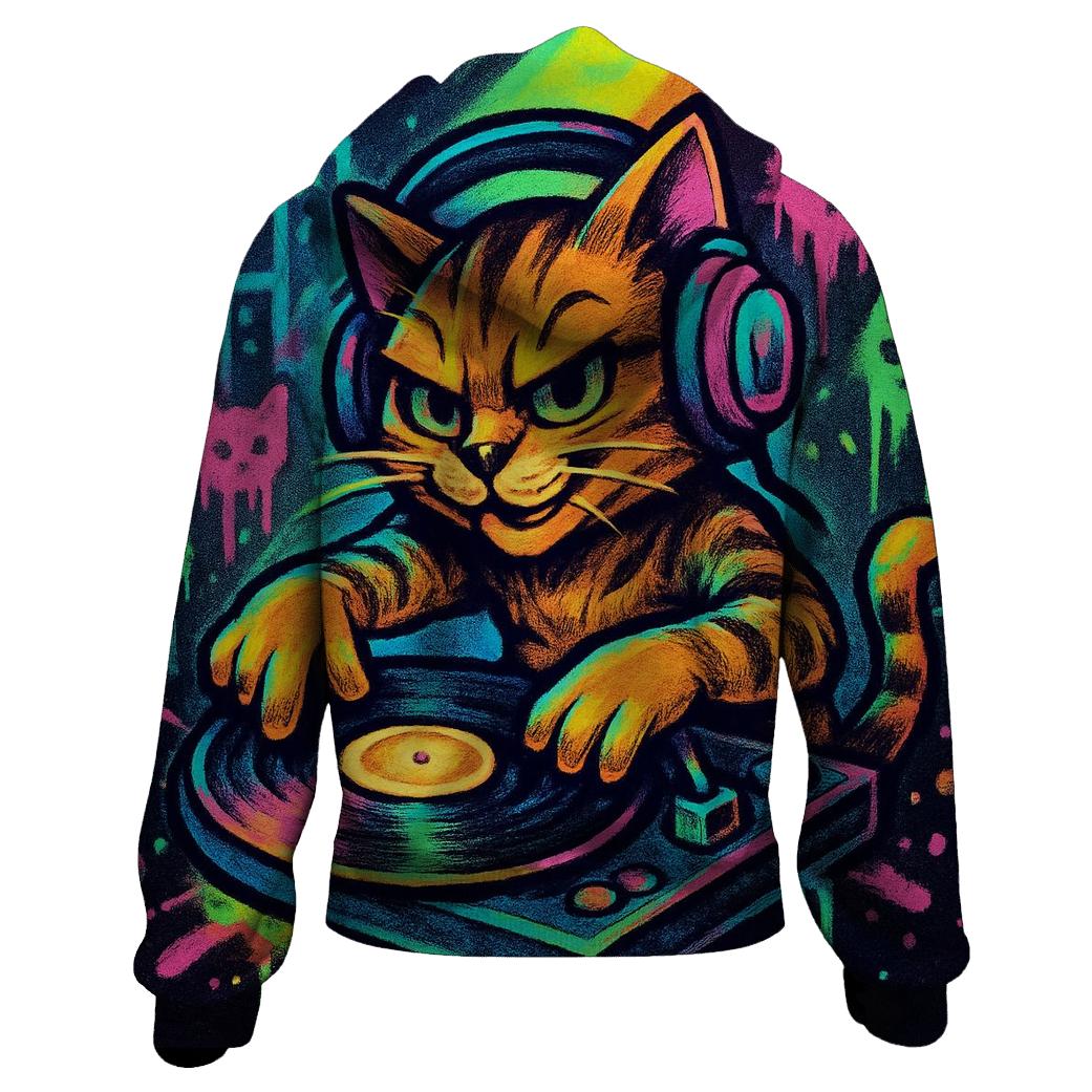 Graffiti Alley DJ Cat zip-up hoodies