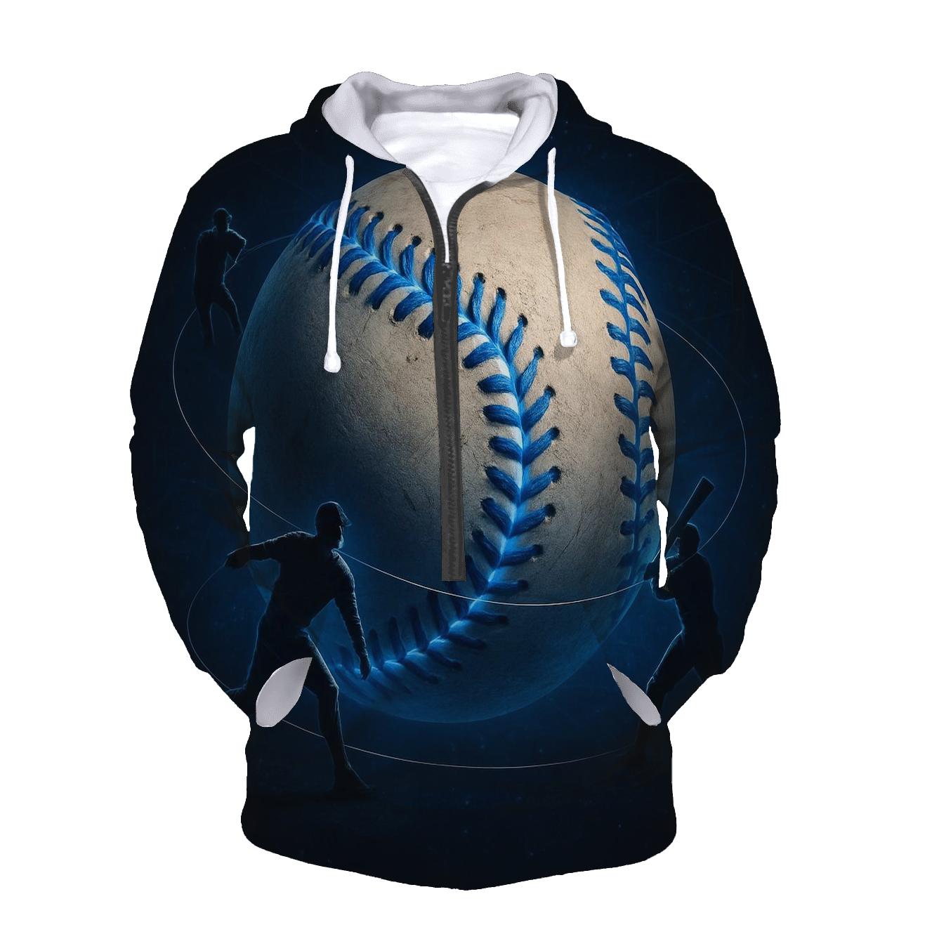 Orbiting Blue Knuckle Curve printed hoodies