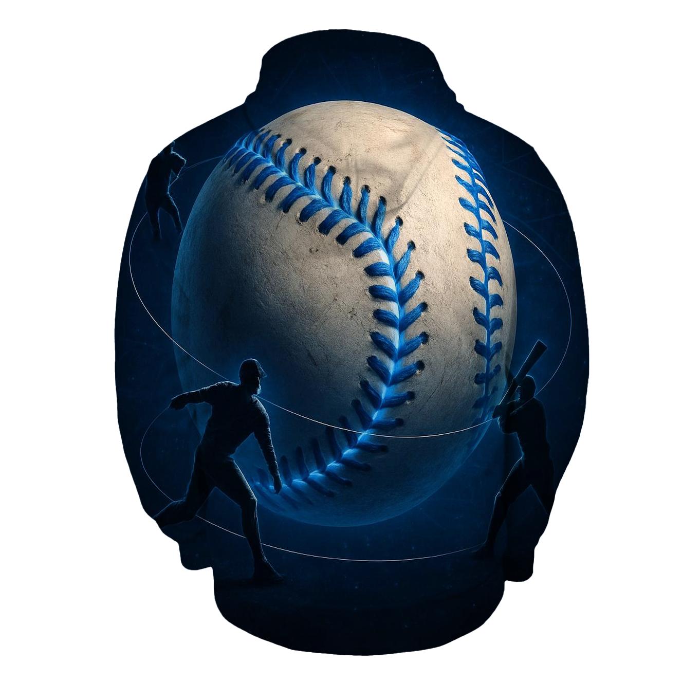 Orbiting Blue Knuckle Curve printed hoodies