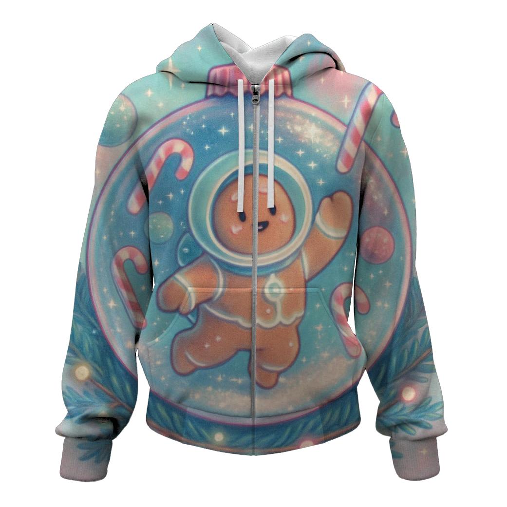 Gingerbread Galaxy Snowglobe zip-up hoodies