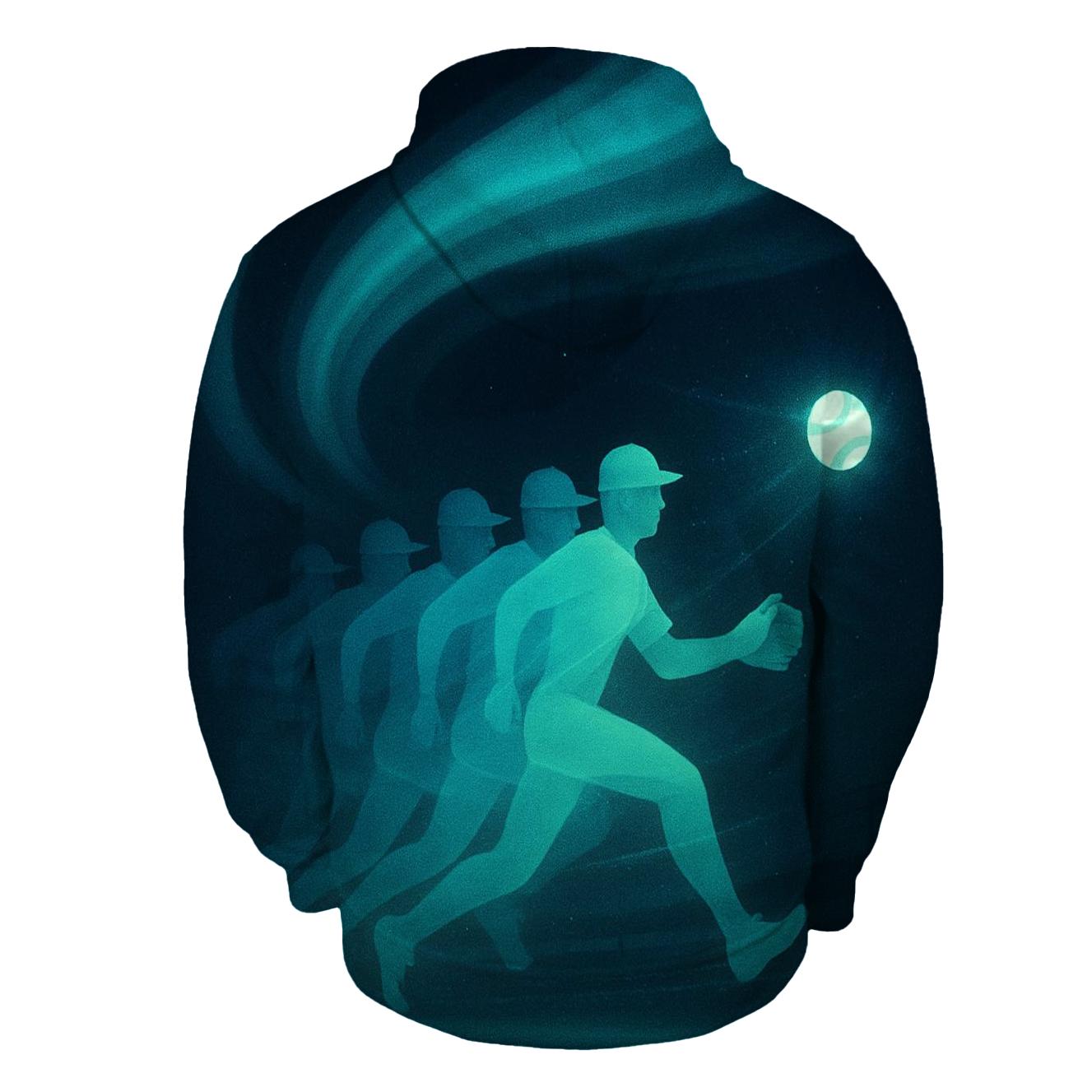 Aurora Flight Blue Jays Outfield Glow graphic hoodies