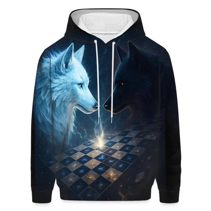 Cosmic Chess Wolf Duel custom hoodies
