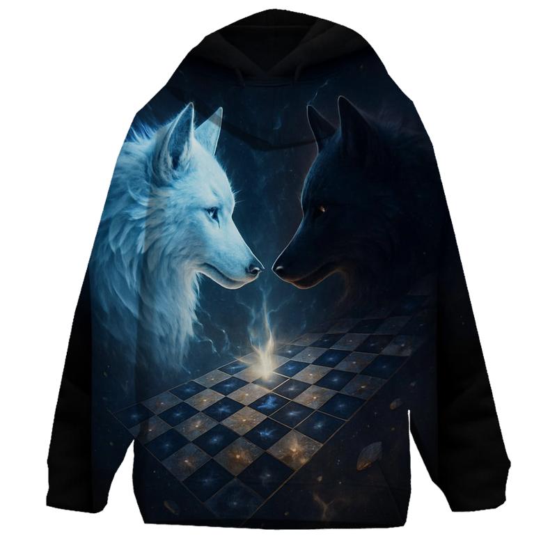 Cosmic Chess Wolf Duel custom hoodies