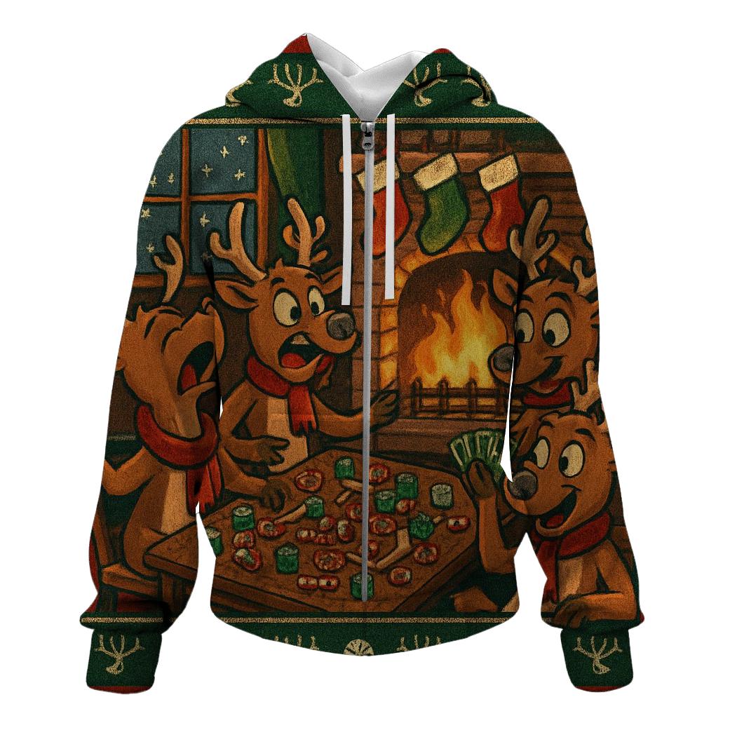 Cozy Reindeer Game Night Chaos hoodie designs