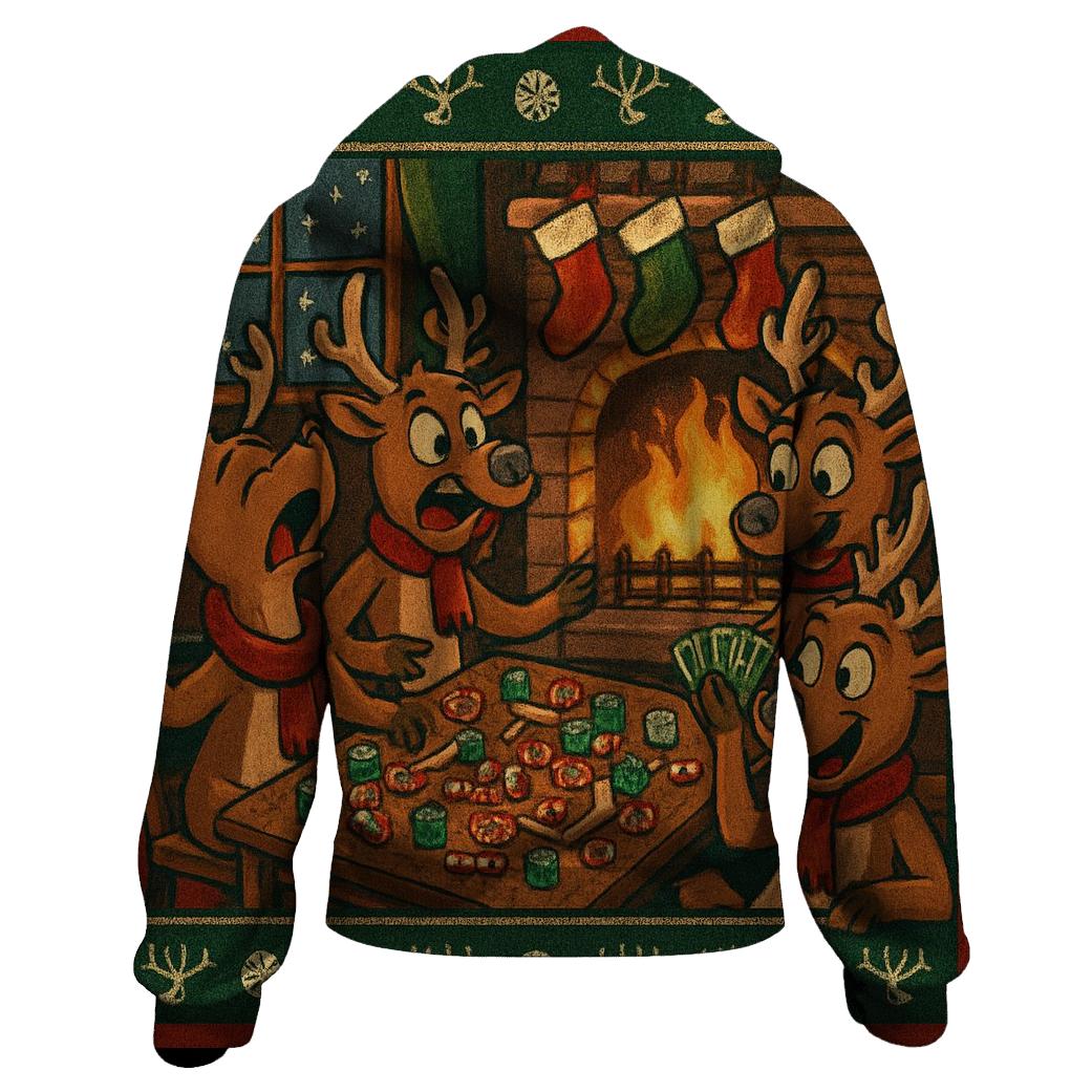 Cozy Reindeer Game Night Chaos hoodie designs
