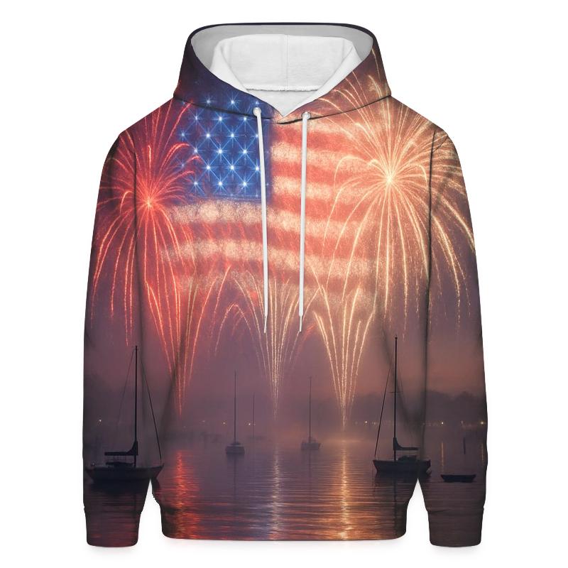 Harbor Fireworks Flag Reflection premium hoodies