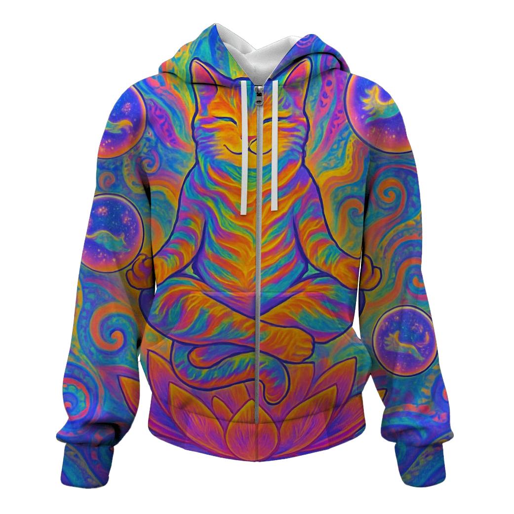 Psychedelic Lotus Cat Dream custom hoodies