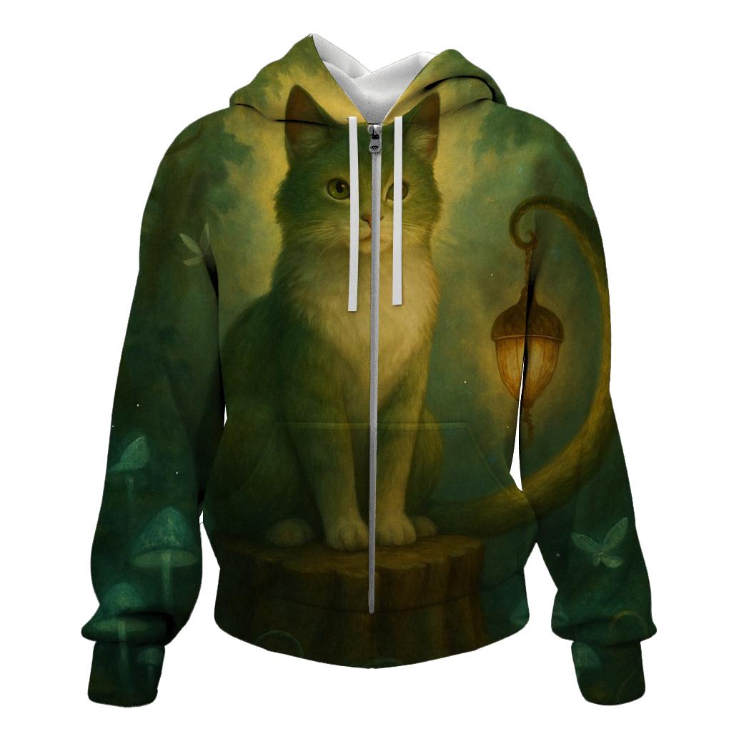 Forest Lantern Guardian Cat pullover hoodies