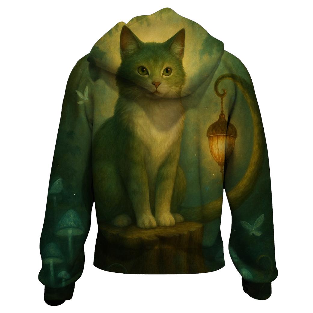 Forest Lantern Guardian Cat pullover hoodies