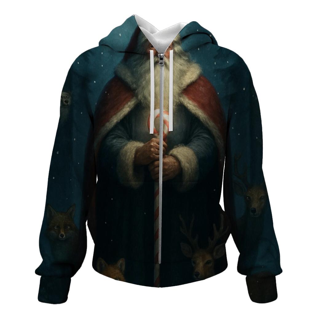Midnight Forest Santa Guardian graphic hoodies