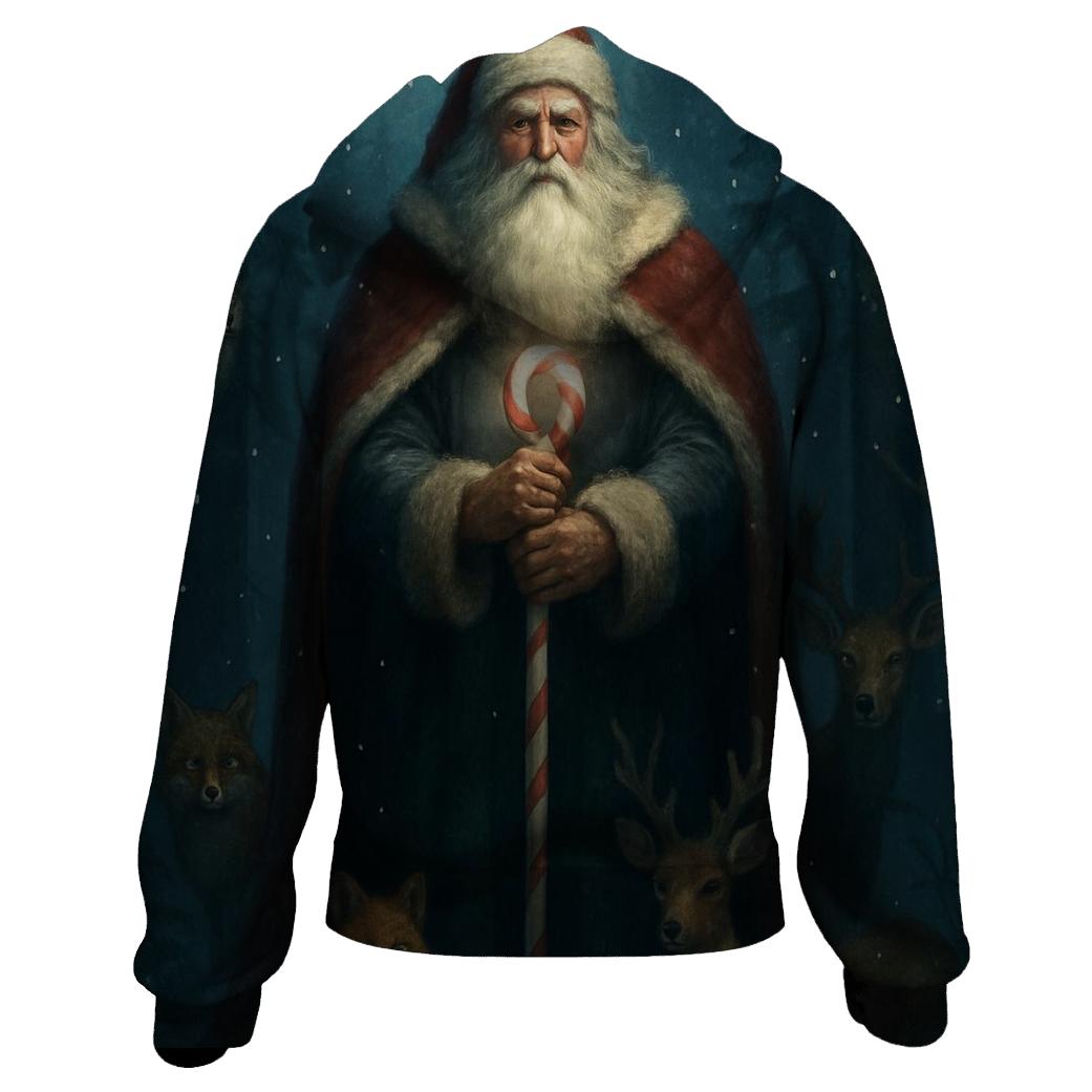 Midnight Forest Santa Guardian graphic hoodies