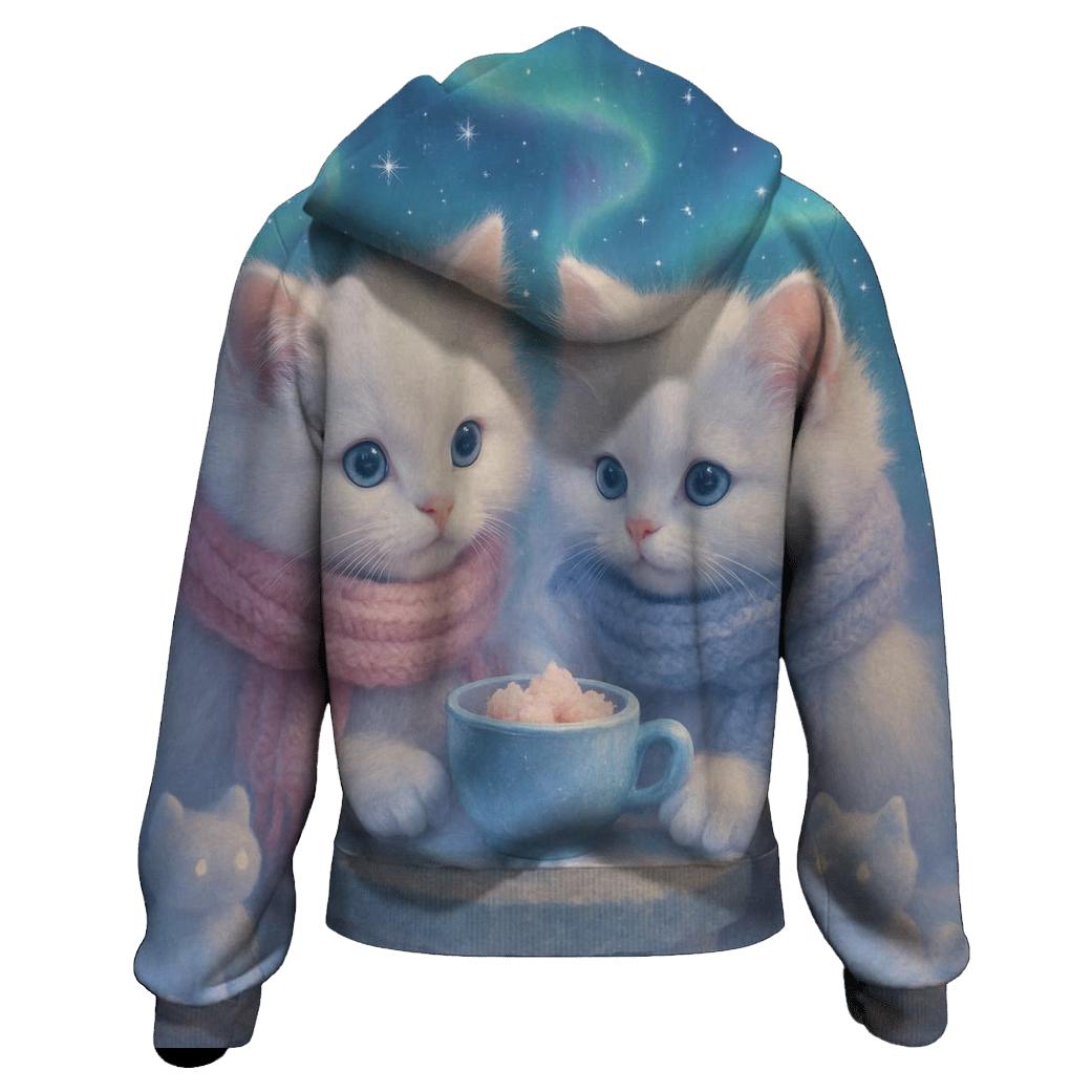 Aurora Tea Party Snow Cats zip-up hoodies