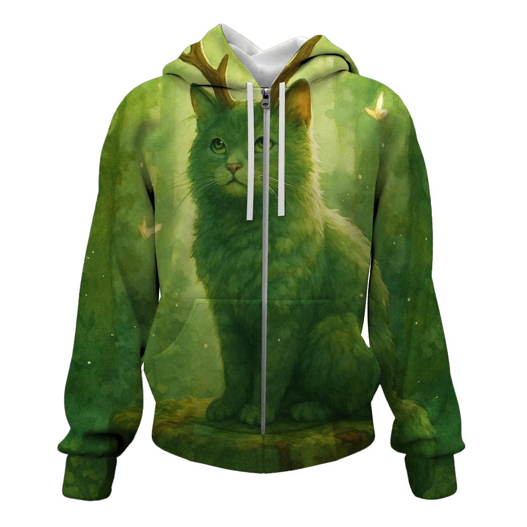 Forest Spirit Antler Cat graphic hoodies