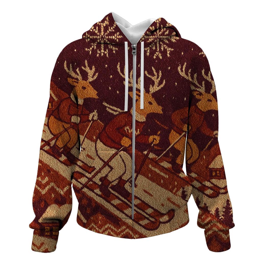 Retro Knit Candy Cane Ski Patrol zip-up hoodies