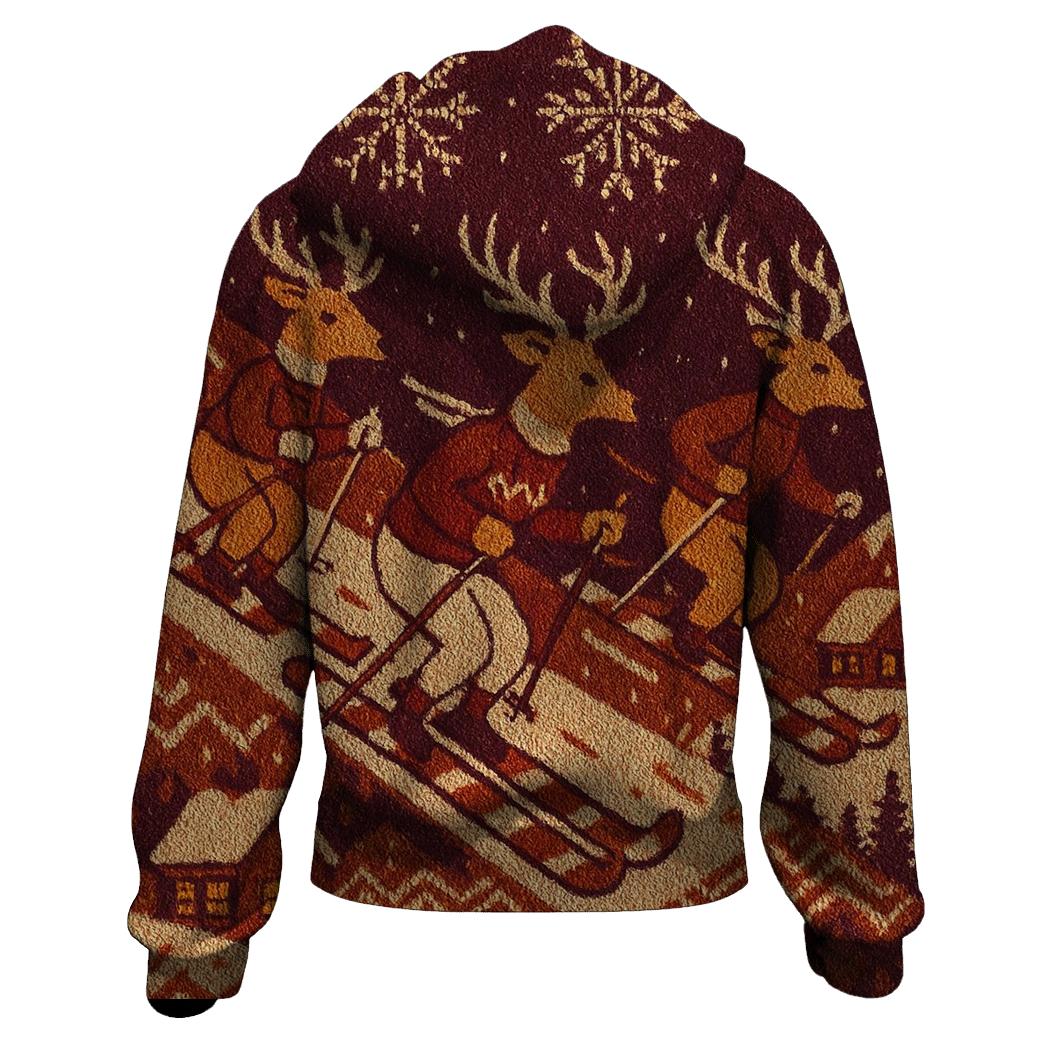 Retro Knit Candy Cane Ski Patrol zip-up hoodies