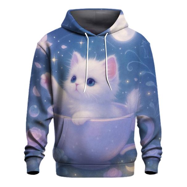 Starlit Teacup Cat Garden printed hoodies