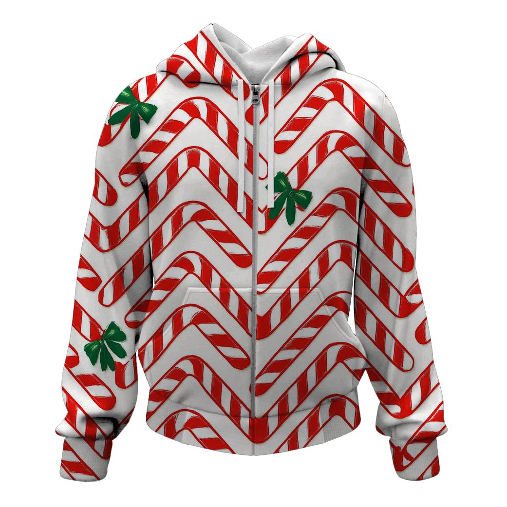 Candy Cane Chevron Parade On Snow White heavyweight hoodies