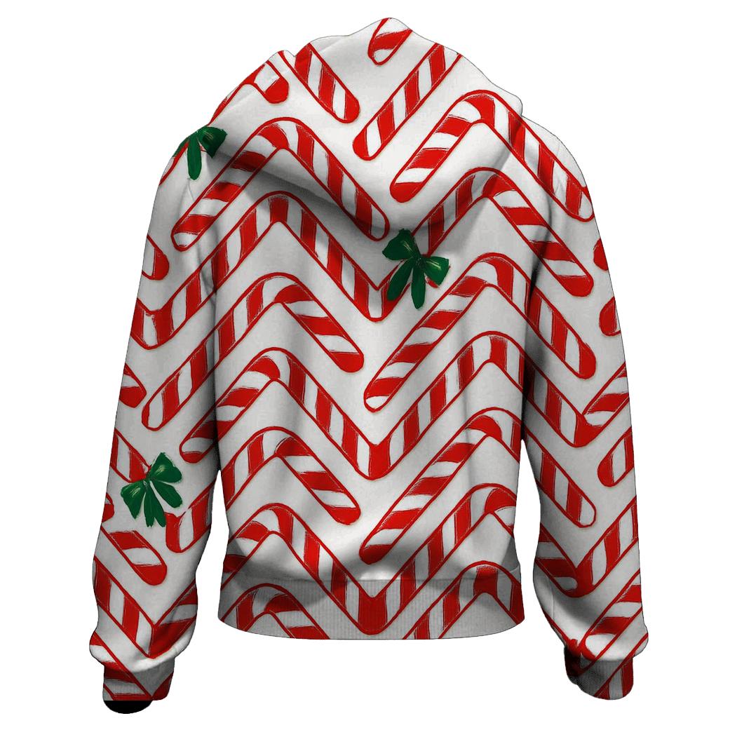 Candy Cane Chevron Parade On Snow White heavyweight hoodies