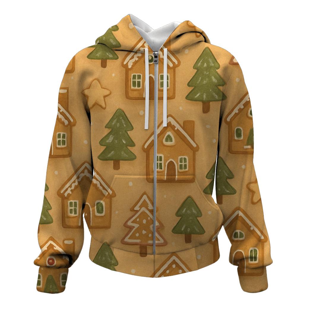 Gingerbread Village Grid On Warm Beige hoodies fashion