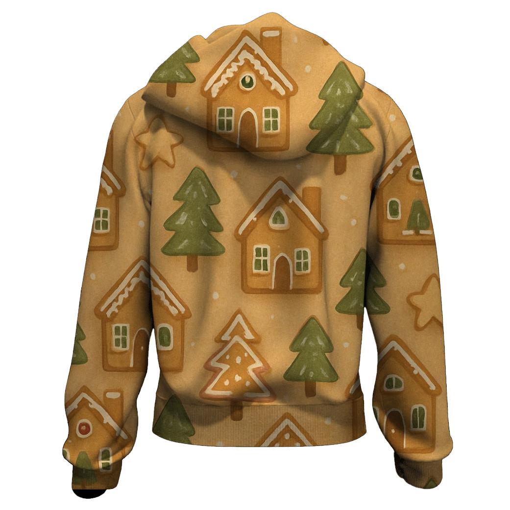 Gingerbread Village Grid On Warm Beige hoodies fashion