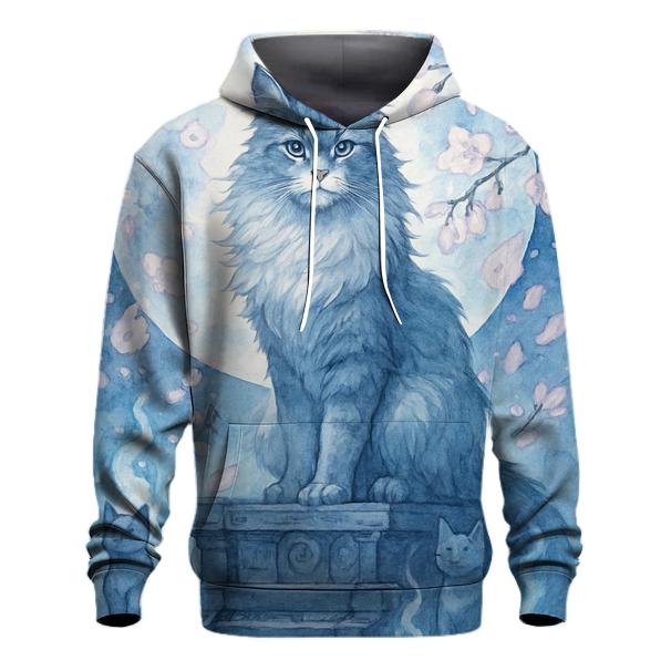 Moonlit Shrine Guardian Cat lightweight hoodies