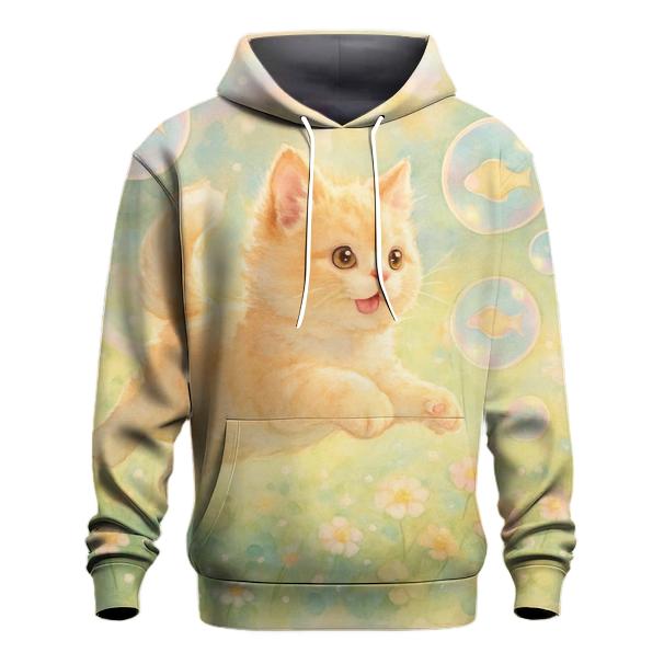 Sunrise Meadow Bubble Chase Cat premium hoodies