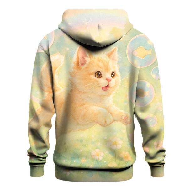 Sunrise Meadow Bubble Chase Cat premium hoodies